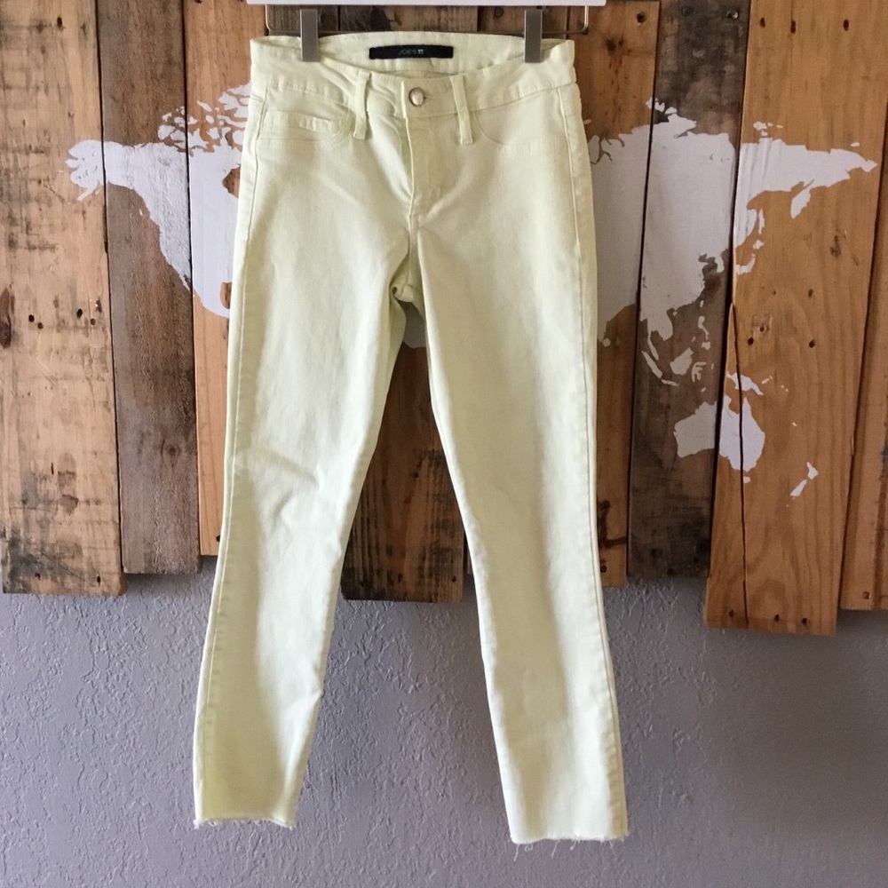 Joe’s Jeans lemon lime skinny crop raw fringe hem